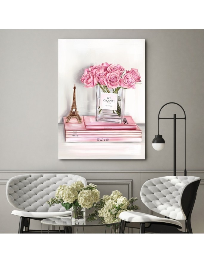 Canvas prints for the modern living room - Roses in a vase from Chanel | FEEBY