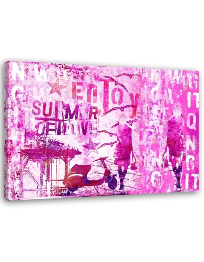 Fashionable Canvas paintings - Pink lettering and female figure Andrea Haase | FEEBY