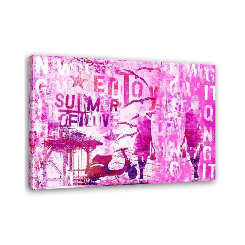 Fashionable Canvas paintings - Pink lettering and female figure Andrea Haase | FEEBY
