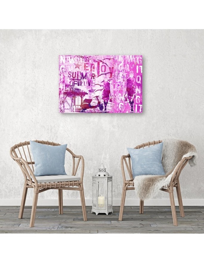 Fashionable Canvas paintings - Pink lettering and female figure Andrea Haase | FEEBY