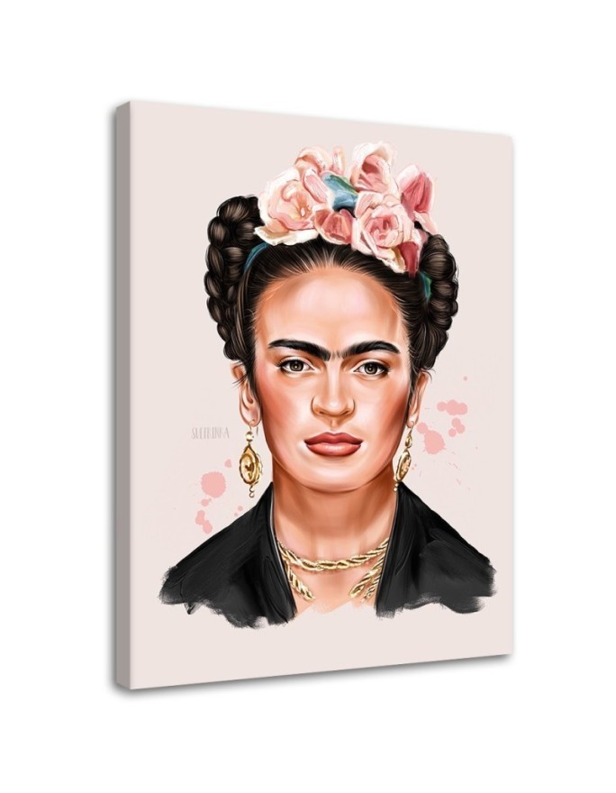 Wall Canvas painting - Frida in shades of pink Svetrinka.art | FEEBY