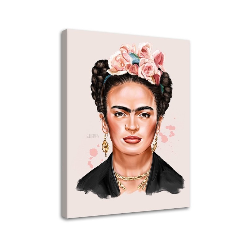 Wall Canvas painting - Frida in shades of pink Svetrinka.art | FEEBY