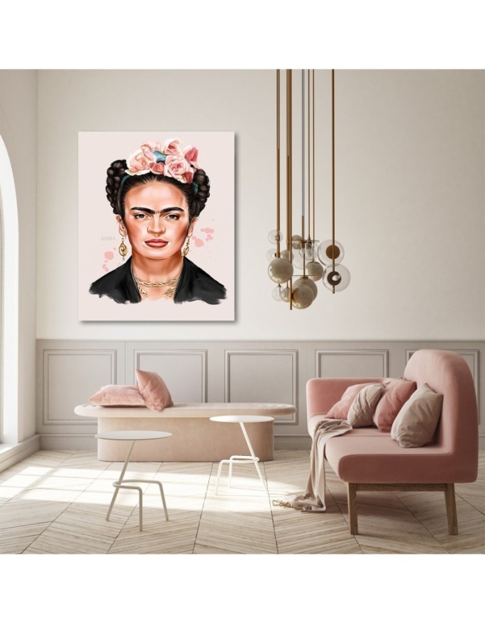 Wall Canvas painting - Frida in shades of pink Svetrinka.art | FEEBY