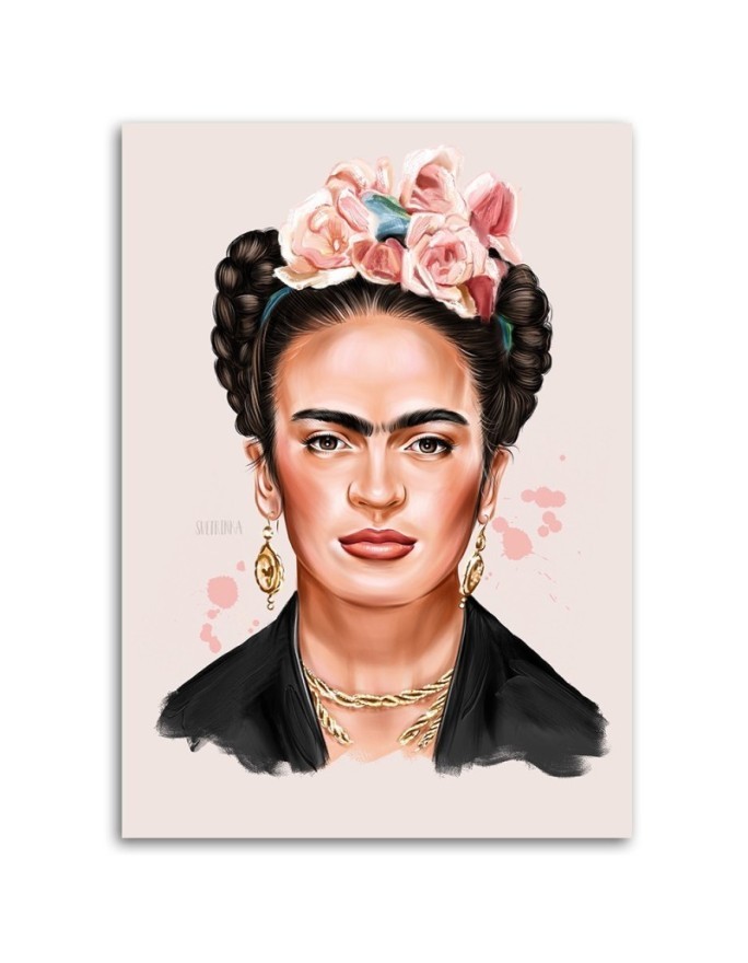 Wall Canvas painting - Frida in shades of pink Svetrinka.art | FEEBY