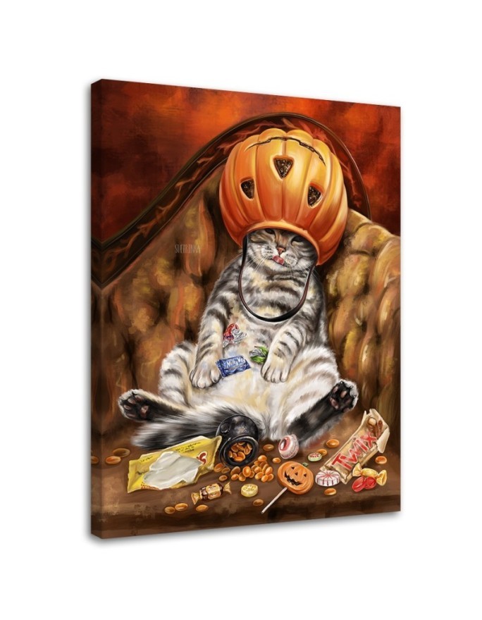 Modern Canvas painting for living room - Cat halloween Svetrinka.art | FEEBY