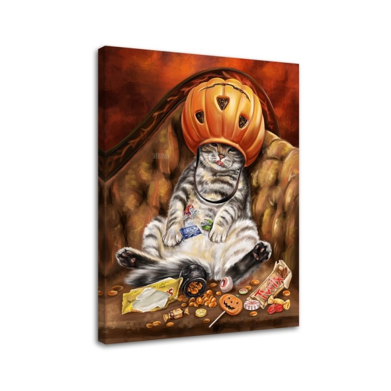 Modern Canvas painting for living room - Cat halloween Svetrinka.art | FEEBY