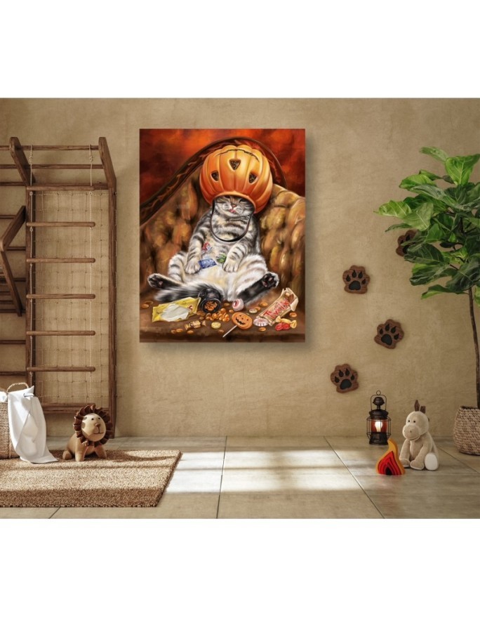 Modern Canvas painting for living room - Cat halloween Svetrinka.art | FEEBY