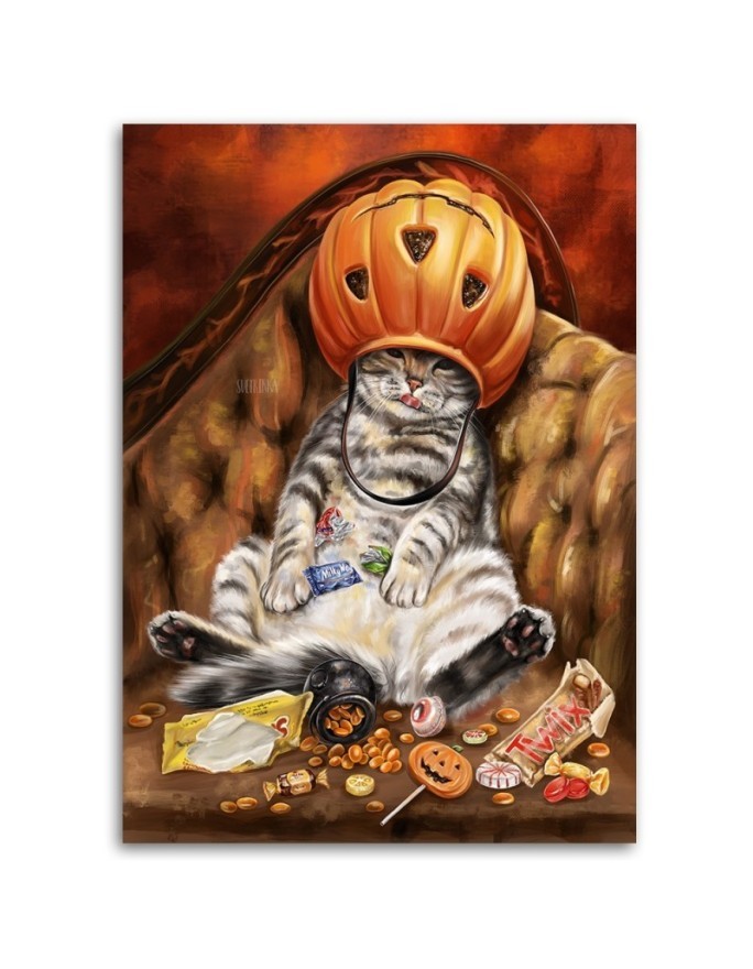 Modern Canvas painting for living room - Cat halloween Svetrinka.art | FEEBY