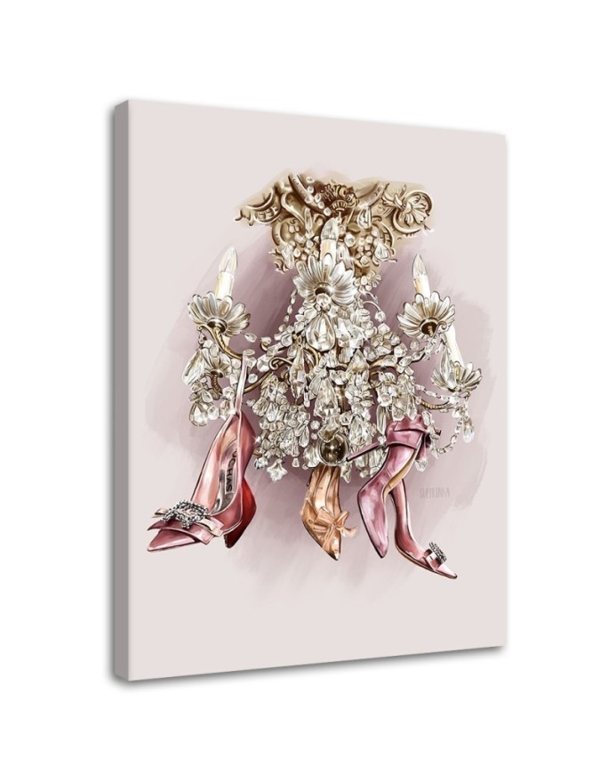 Stylish Canvas prints - Crystal chandelier glamour shoes | FEEBY