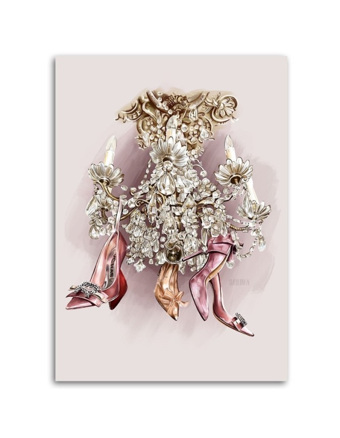 Stylish Canvas prints - Crystal chandelier glamour shoes | FEEBY