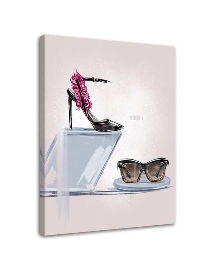 Elegant Canvas prints for bedroom - Stilettos and glasses glamour | FEEBY