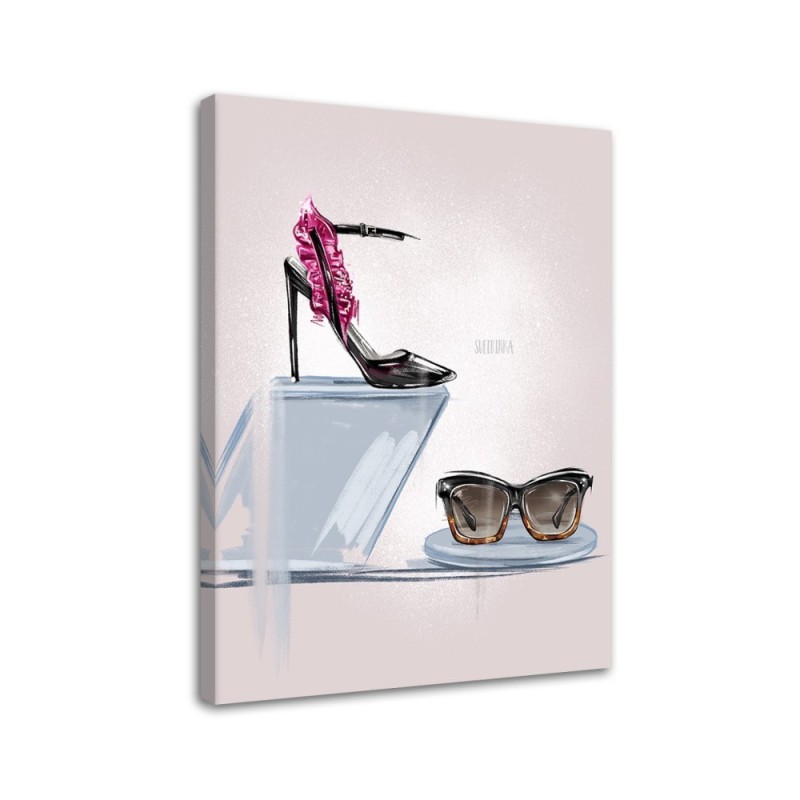 Elegant Canvas prints for bedroom - Stilettos and glasses glamour | FEEBY