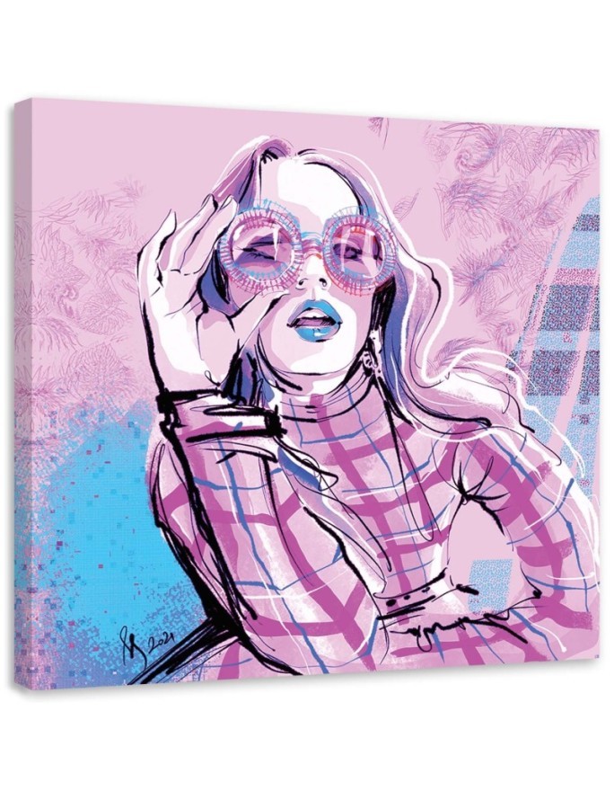 Fashion Prints on Canvas - Retro Pink Female Fashion Irina Sadykova | FEEBY