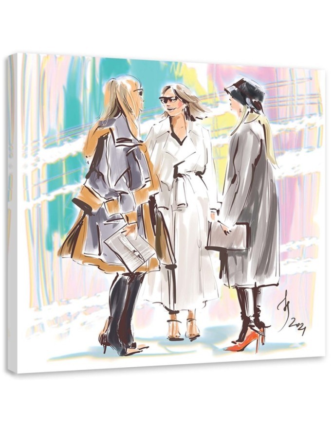 Wall painting - Women Walk Paris Friendship Irina Sadykova | FEEBY
