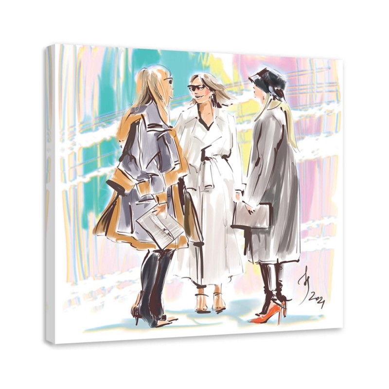 Wall painting - Women Walk Paris Friendship Irina Sadykova | FEEBY