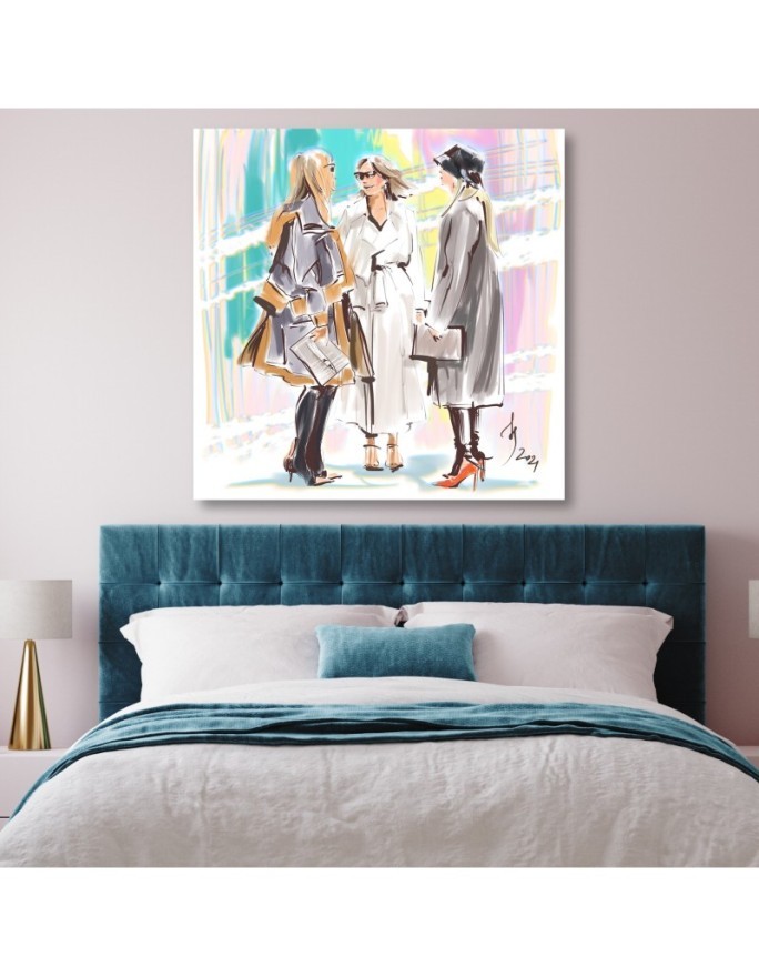 Wall painting - Women Walk Paris Friendship Irina Sadykova | FEEBY