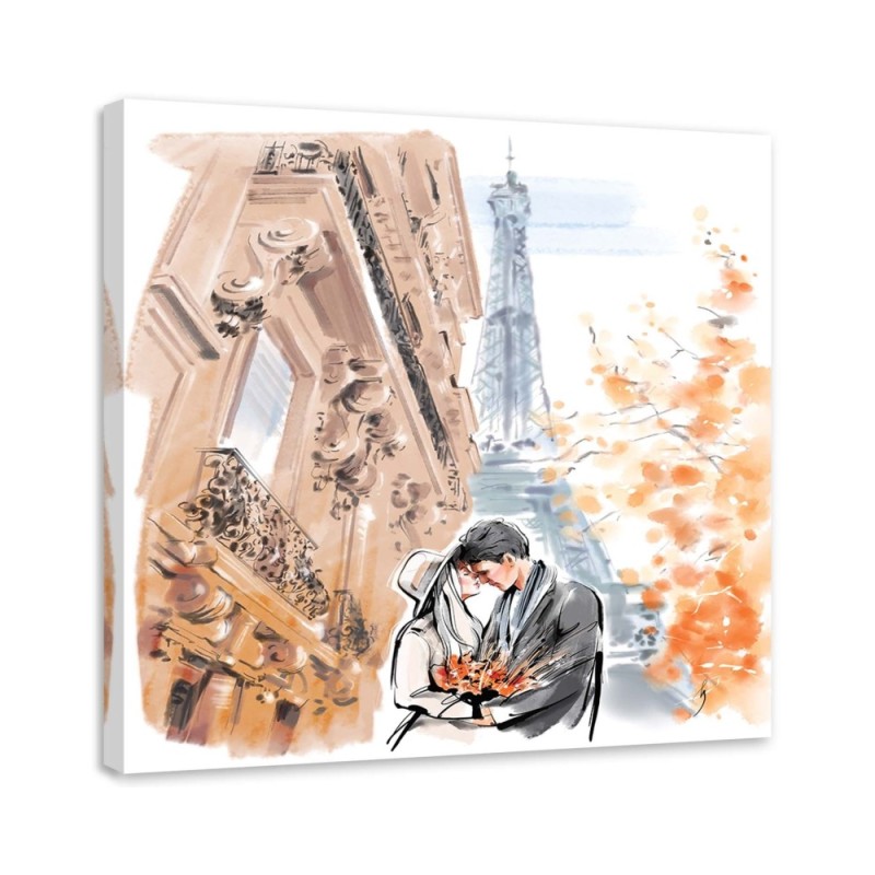 Canvas prints for bedroom - Paris Couple Love Walk Irina Sadykova | FEEBY
