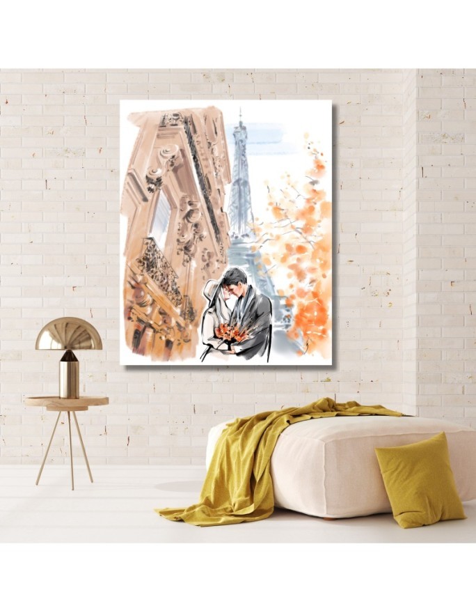 Canvas prints for bedroom - Paris Couple Love Walk Irina Sadykova | FEEBY