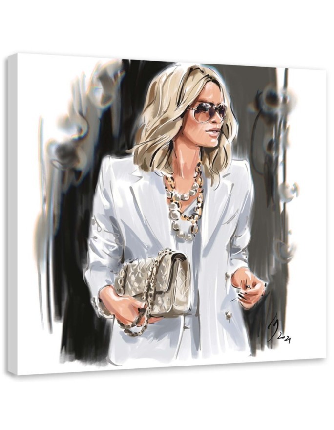 Wall art Canvas - Blonde Woman White Fashion Irina Sadykova | FEEBY