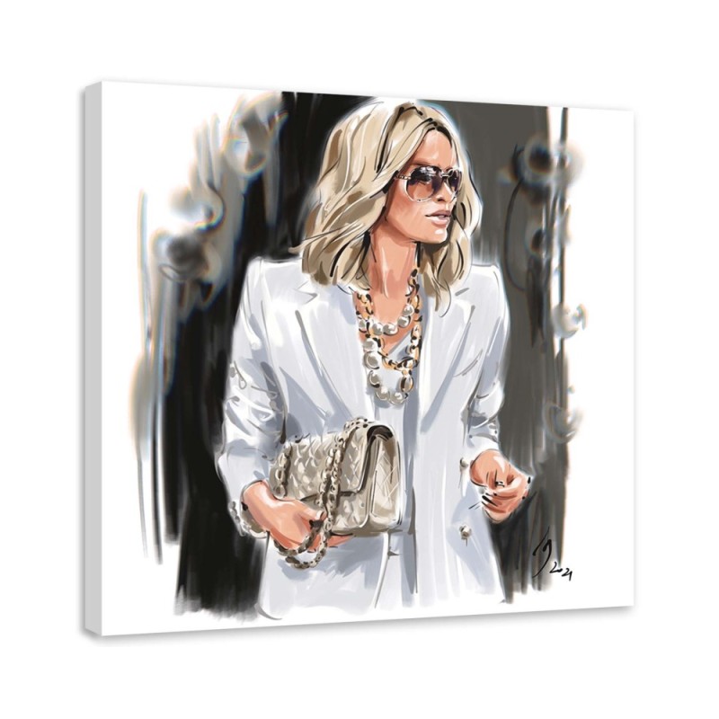 Wall art Canvas - Blonde Woman White Fashion Irina Sadykova | FEEBY