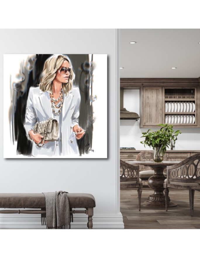 Wall art Canvas - Blonde Woman White Fashion Irina Sadykova | FEEBY