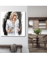 Wall art Canvas - Blonde Woman White Fashion Irina Sadykova | FEEBY