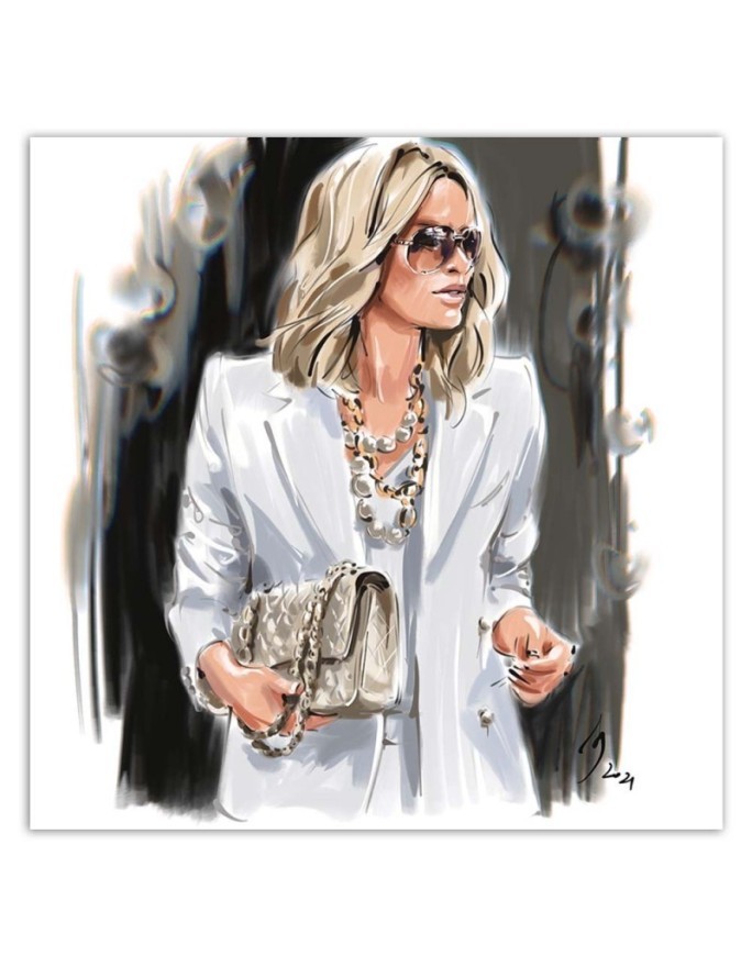 Wall art Canvas - Blonde Woman White Fashion Irina Sadykova | FEEBY