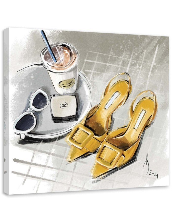 Glamour Canvas prints - Yellow Shoes Fashion Coffee | FEEBY