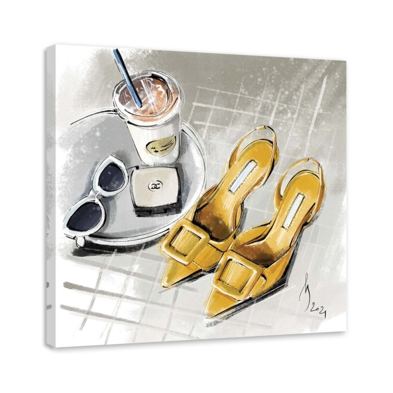 Glamour Canvas prints - Yellow Shoes Fashion Coffee | FEEBY