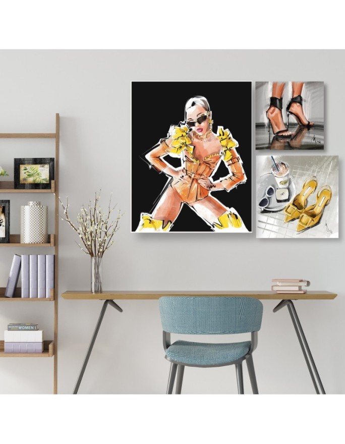 Glamour Canvas prints - Yellow Shoes Fashion Coffee | FEEBY