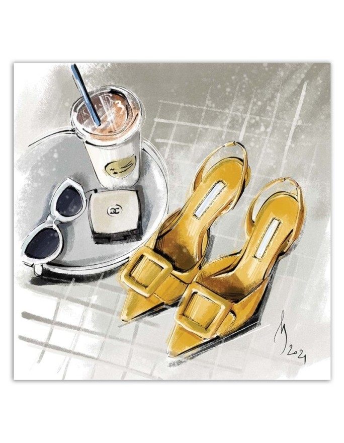 Glamour Canvas prints - Yellow Shoes Fashion Coffee | FEEBY
