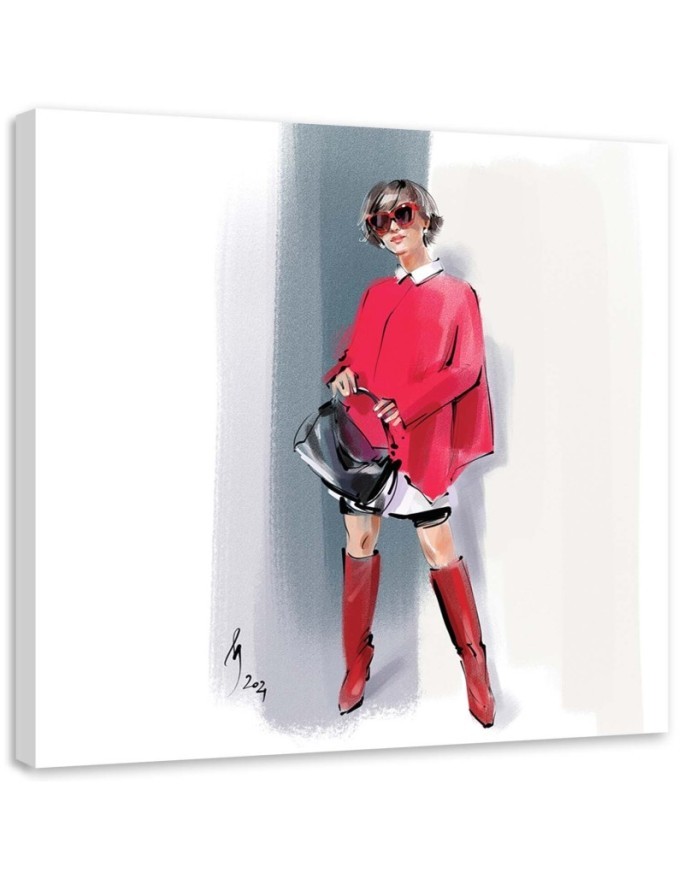 Modern Canvas paintings - Woman in red Paris Fashion Irina Sadykova | FEEBY