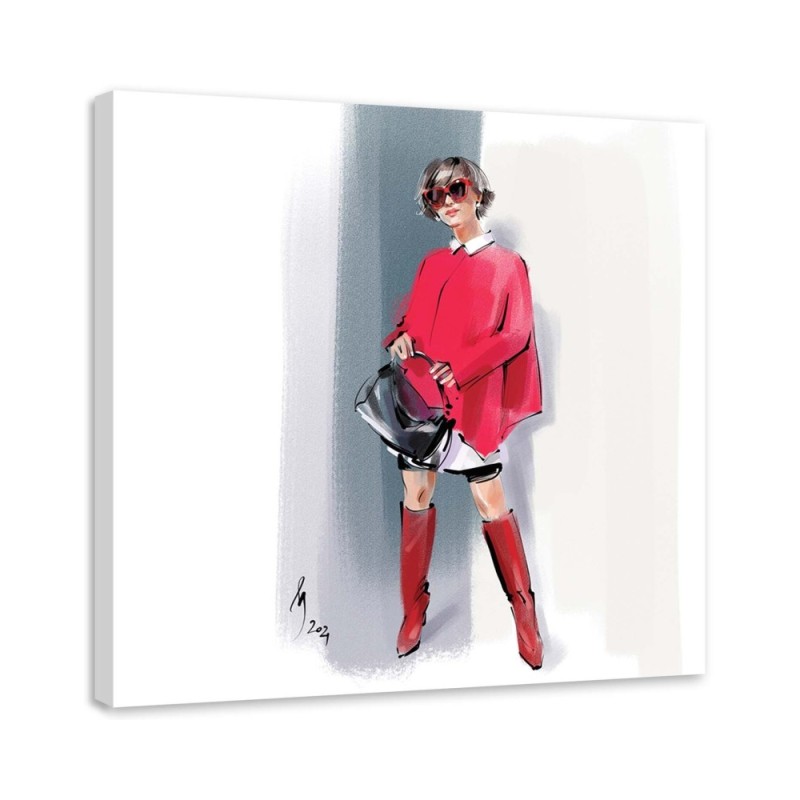 Modern Canvas paintings - Woman in red Paris Fashion Irina Sadykova | FEEBY