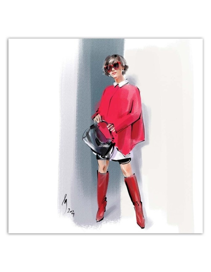 Modern Canvas paintings - Woman in red Paris Fashion Irina Sadykova | FEEBY