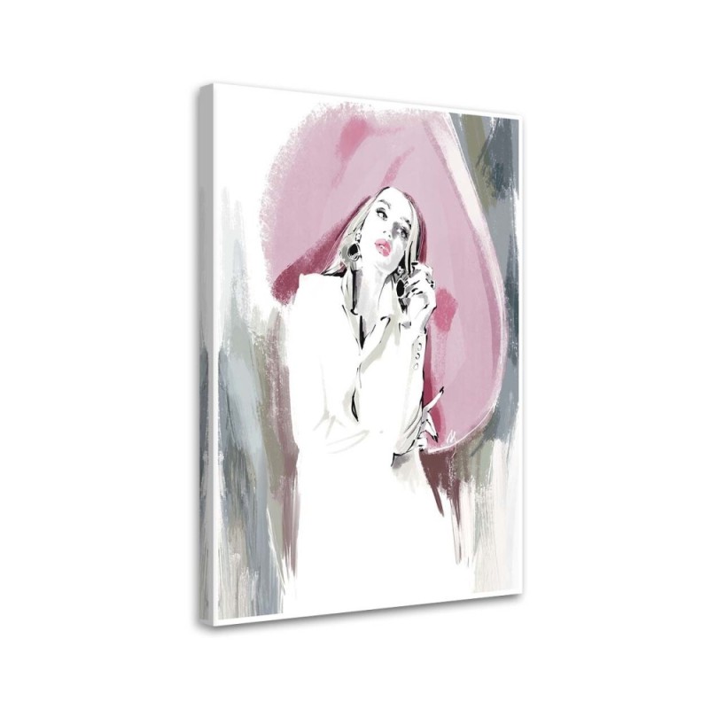 Glamour Canvas prints - Pink hat woman Irina Sadykova | FEEBY