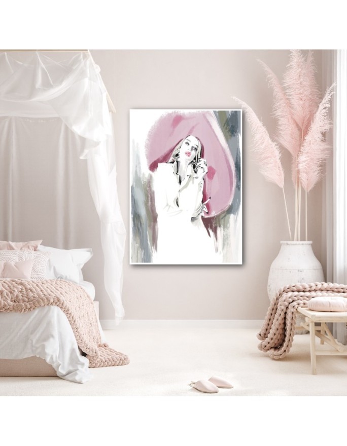 Glamour Canvas prints - Pink hat woman Irina Sadykova | FEEBY