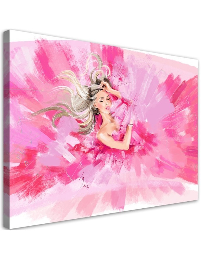 Modern Canvas painting - Fashion woman on pink background | FEEBY