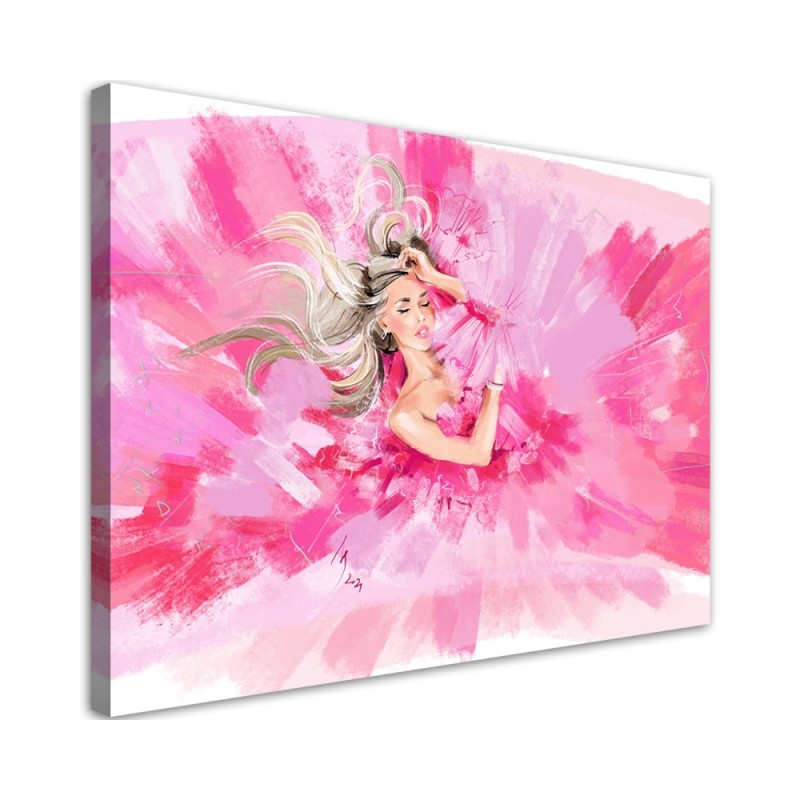 Modern Canvas painting - Fashion woman on pink background | FEEBY