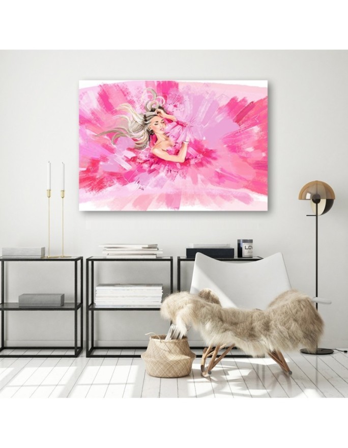 Modern Canvas painting - Fashion woman on pink background | FEEBY