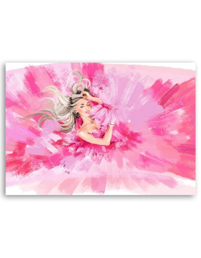 Modern Canvas painting - Fashion woman on pink background | FEEBY