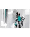 Fashionable Canvas prints - Woman in coat on grey background | FEEBY