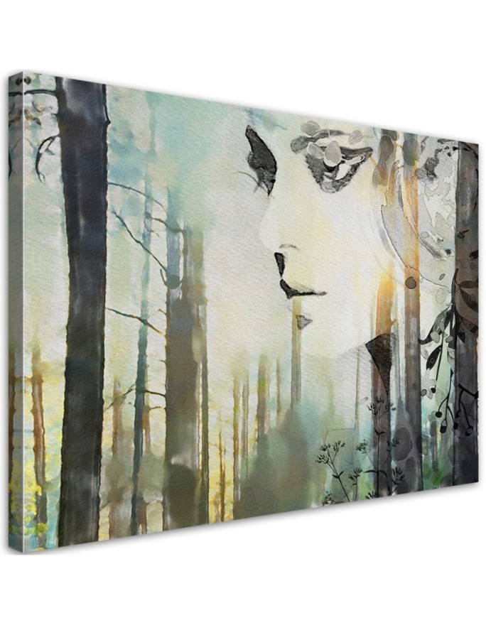 Bedroom painting - Abstract face of a woman in a forest | FEEBY