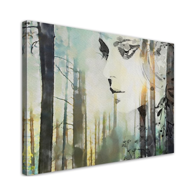 Bedroom painting - Abstract face of a woman in a forest | FEEBY