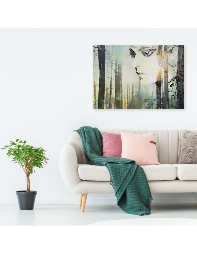 Bedroom painting - Abstract face of a woman in a forest | FEEBY