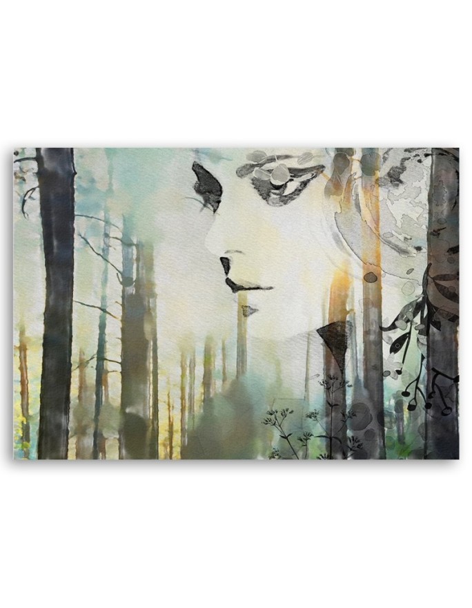 Bedroom painting - Abstract face of a woman in a forest | FEEBY