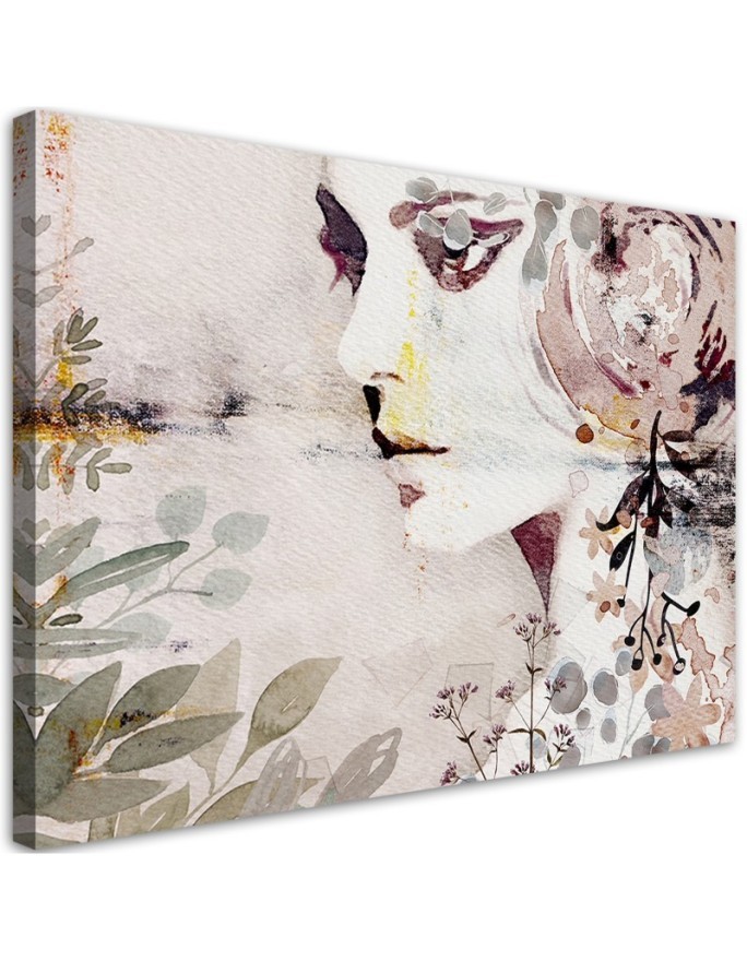Canvas prints for bedroom - Abstract face of a woman with flowers | FEEBY