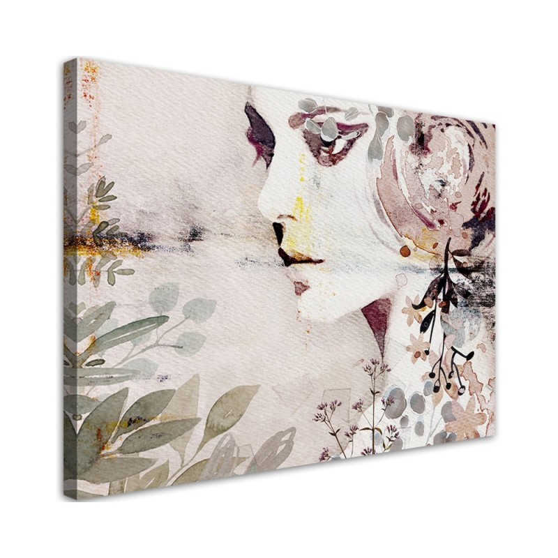 Canvas prints for bedroom - Abstract face of a woman with flowers | FEEBY