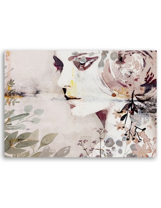 Canvas prints for bedroom - Abstract face of a woman with flowers | FEEBY