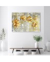 Canvas prints for modern living room - Golden flowers and butterflies | FEEBY