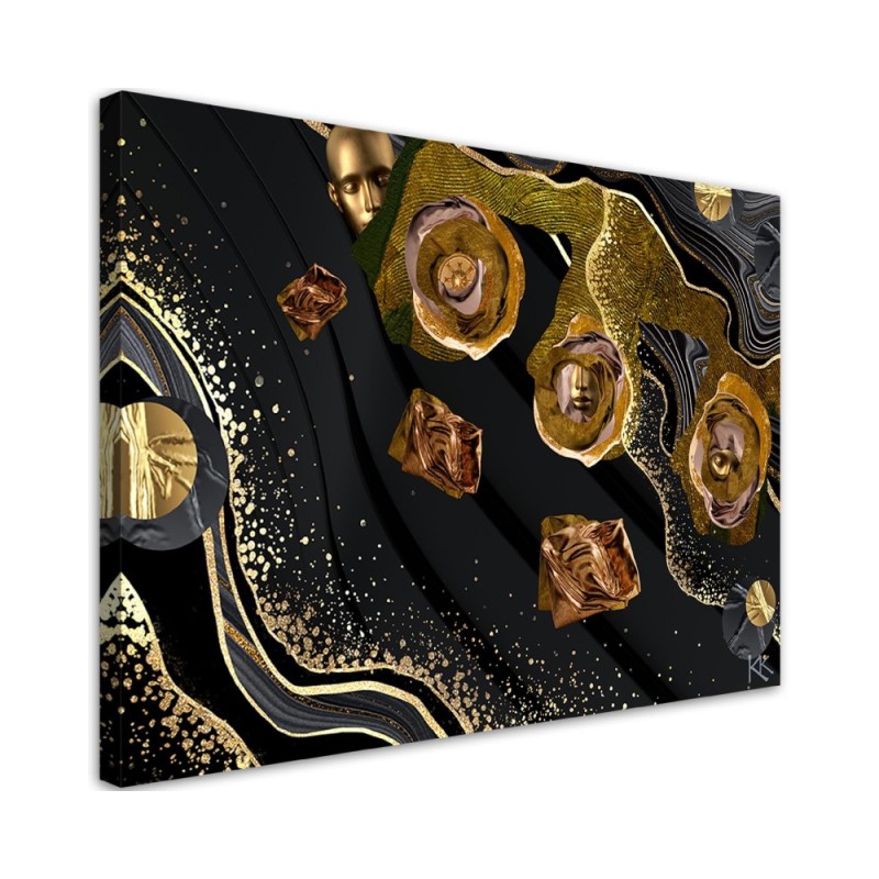 Stylish Canvas paintings for living room - Golden faces abstract | FEEBY